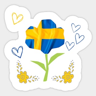 Swedish flag on a flower Sticker